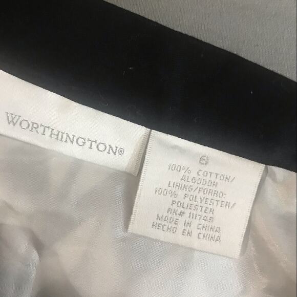 WORTHINGTON Black Wh print Circle Skirt with Grosgrain ribbon at waist 6 - Picture 7 of 10